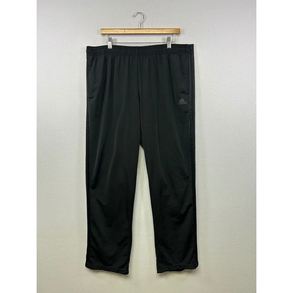 Athleisure Adidas Mens 2XL Black Straight Leg 3-Stripe Track Pants Activewear‎